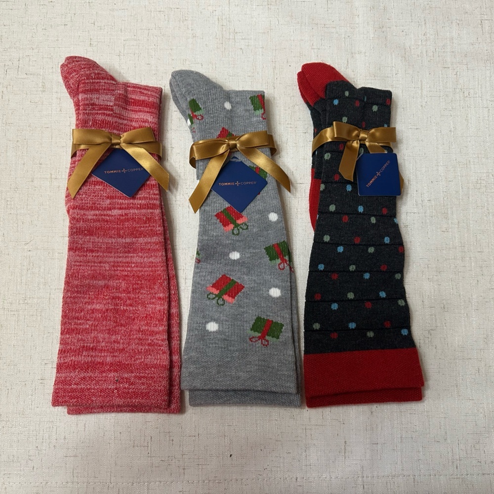 Women's Festive Socks Set - Red, Gray, Black
